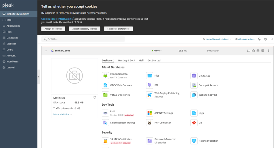 Plesk Dashboard